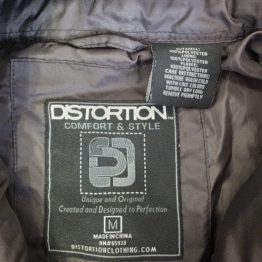 Distortion Quilted Jacket Men's Medium Fleece Hood Gorpcore Utility Pockets FLAW